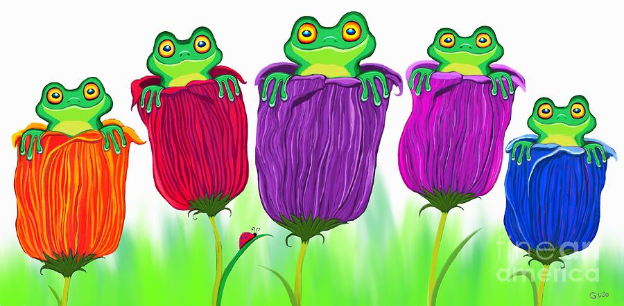 Frogs and Tulips Digital Art by Nick Gustafson