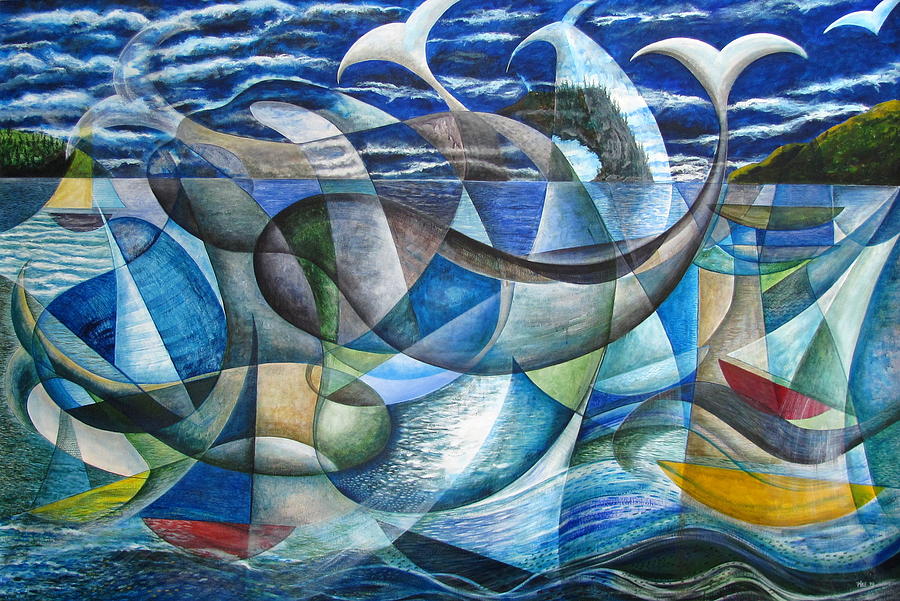 Frolicking Whales Painting by Douglas Pike