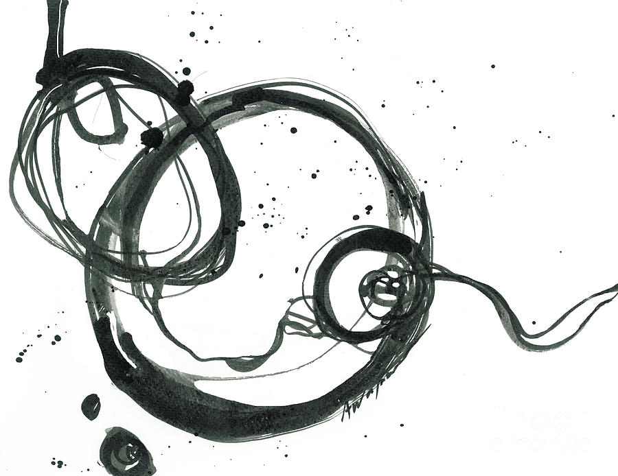 From Beginning to End - Revolving Life Collection - Modern Abstract Black Ink Artwork Painting by Patricia Awapara
