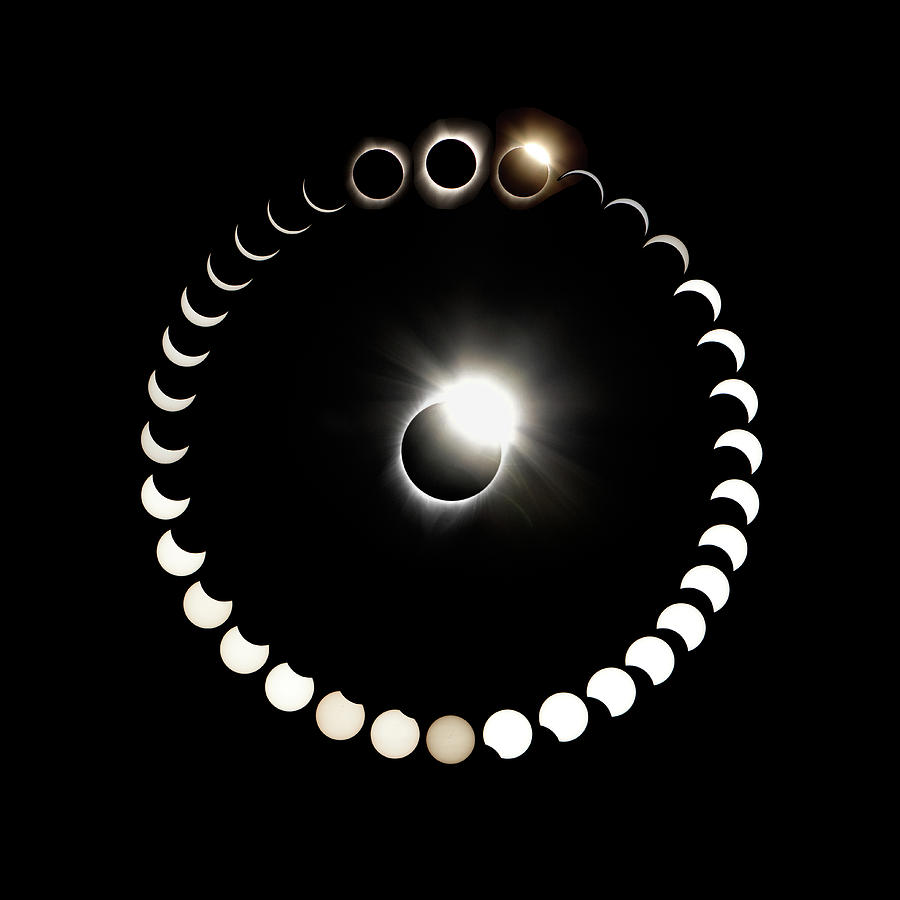 From Bright To NIght - Total Solar Eclipse - Diamond Ring Photograph by Her Arts Desire