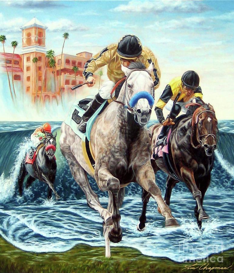 Horse Painting - From Surf to Turf at Del Mar by Tom Chapman