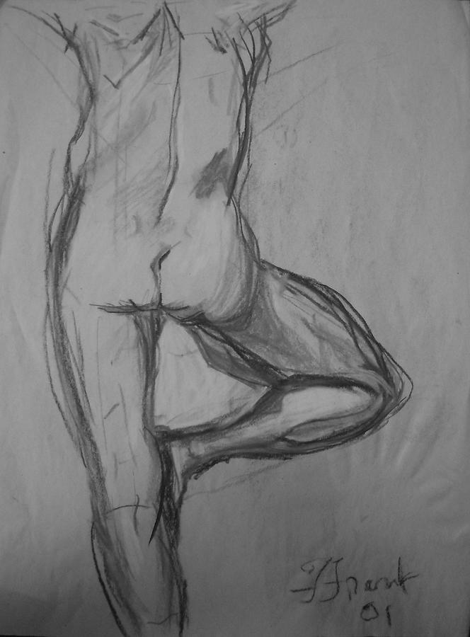 From The Back - Male Nude Drawing by Francine Frank