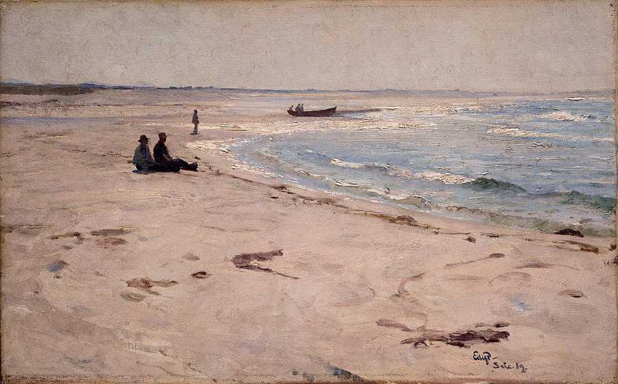 Boat Painting - From the Beach at Sele by Eilif Peterssen