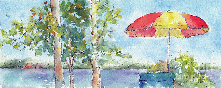 From The Deck Lakeside Waskesiu Painting by Pat Katz