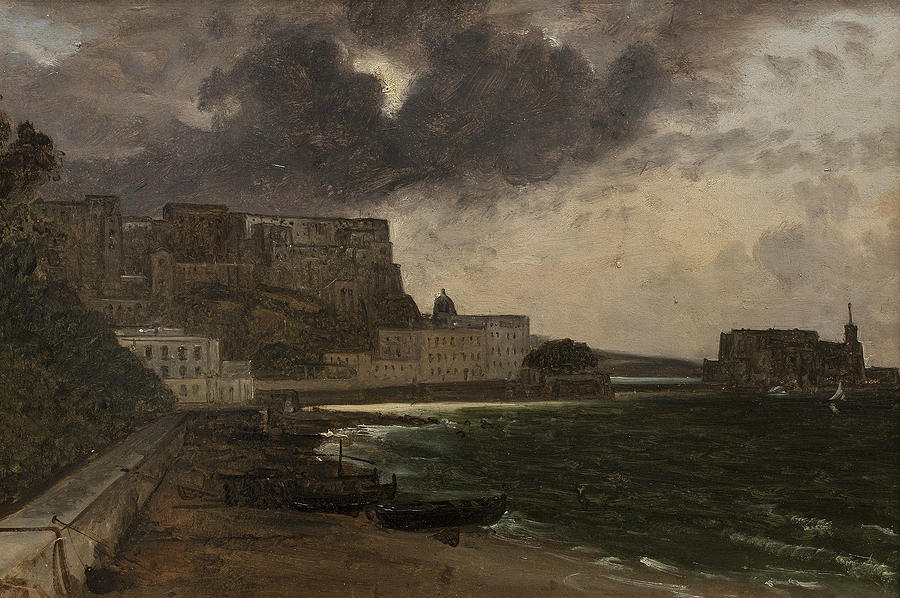 From the Harbour at Naples. Gathering Storm Painting by Franz Ludwig Catel