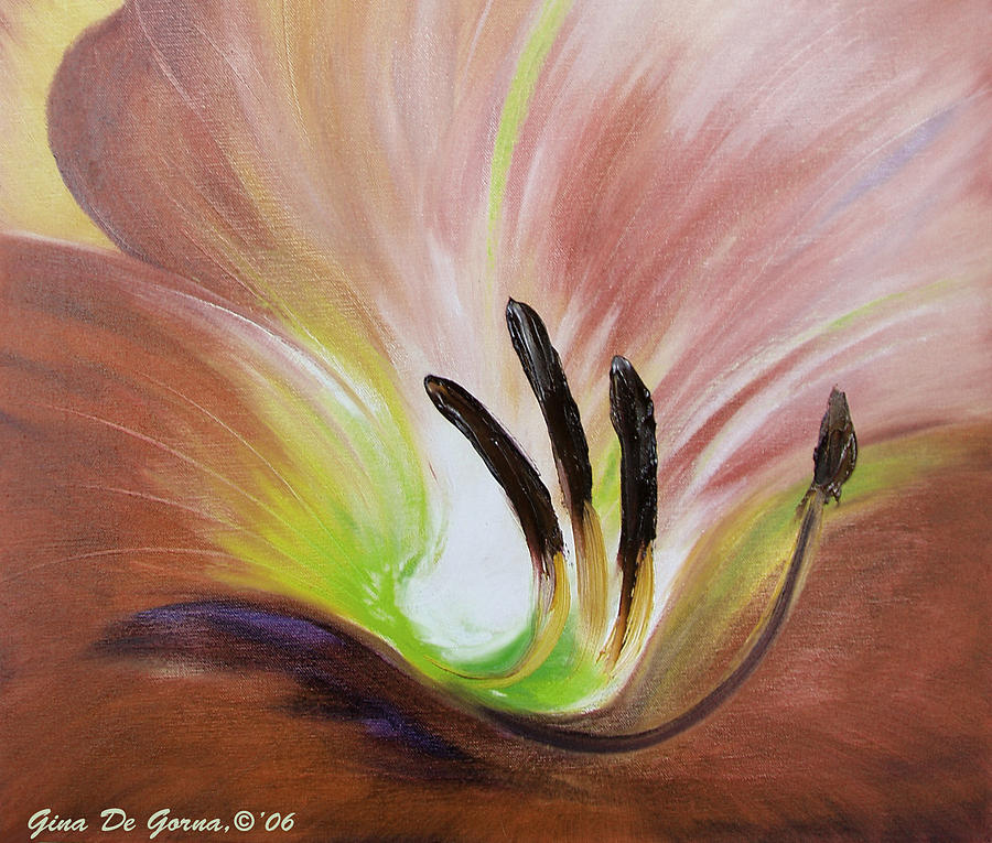 From the Heart of a Flower BROWN 3 Painting by Gina De Gorna