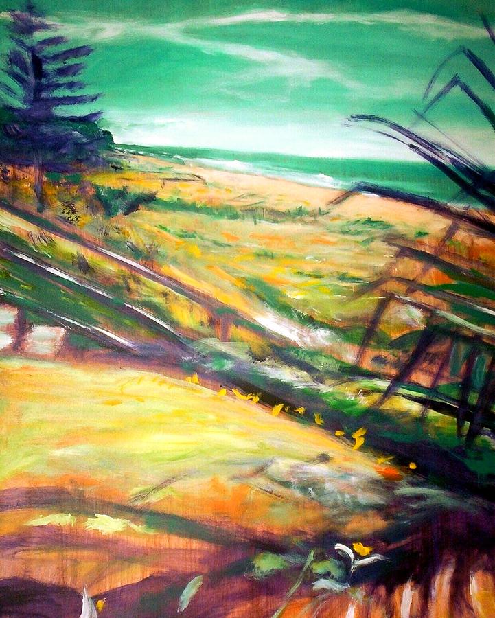 Beach Painting - From the Lawn Pandanus by Winsome Gunning