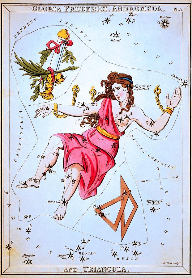 From Uranias Mirror, Gloria Frederici, Andromeda, and Triangula, 1825 Painting by Vincent Monozlay