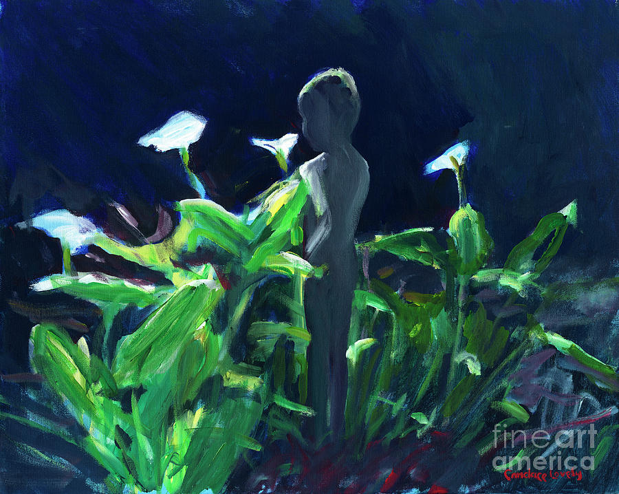 Front Garden Trumpets Painting by Candace Lovely