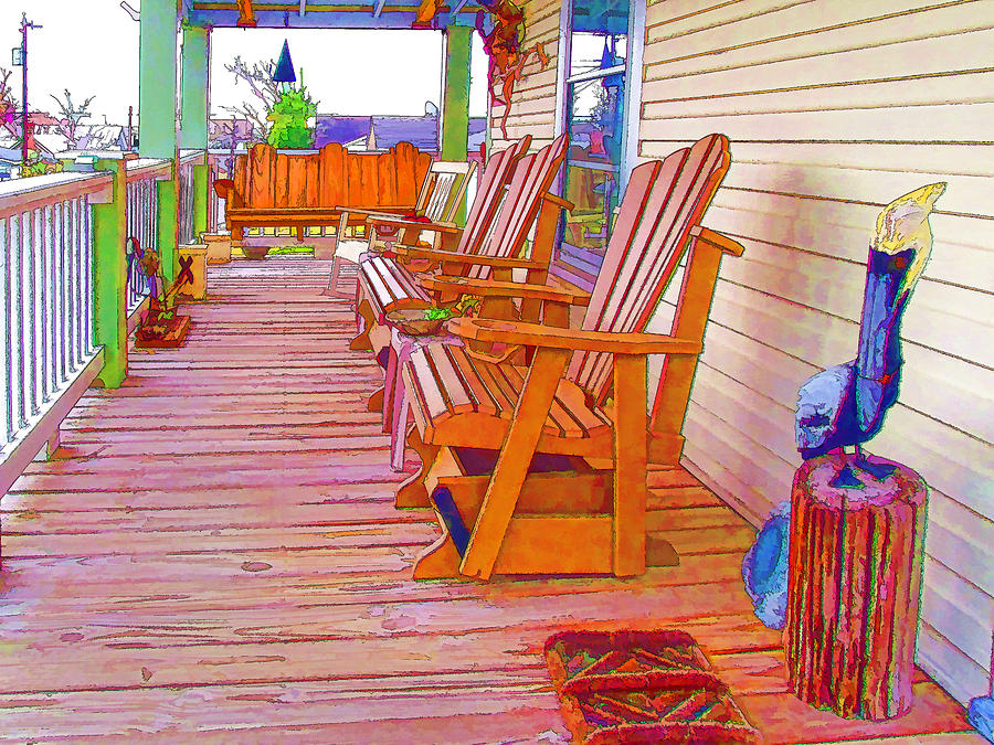 Summer Painting - Front Porch on an Old Country House  1 by Jeelan Clark
