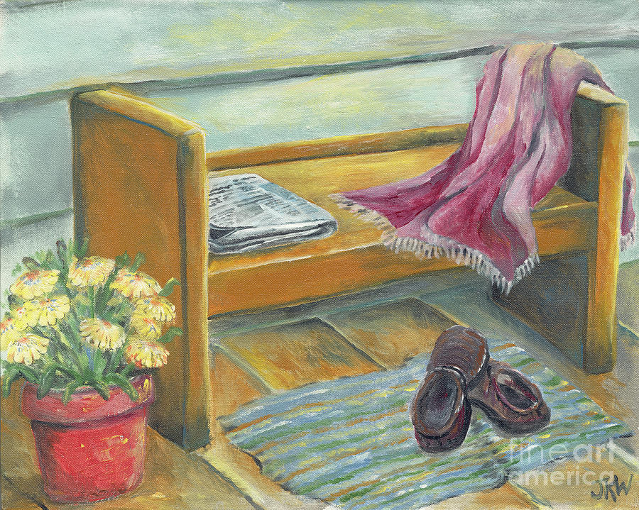 Front Porch Shoes Painting by Judith Whittaker