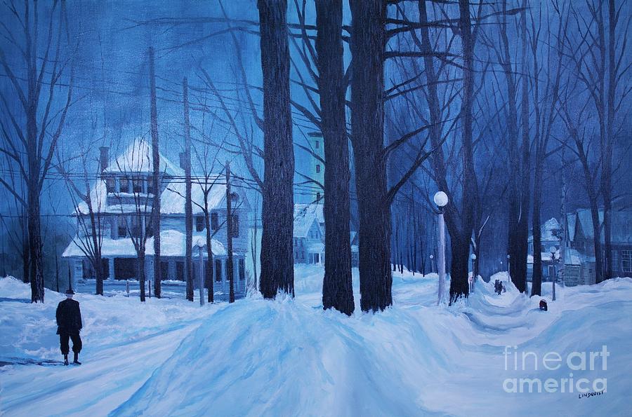 Winter Painting - Front Street in the 50s by Tim Lindquist