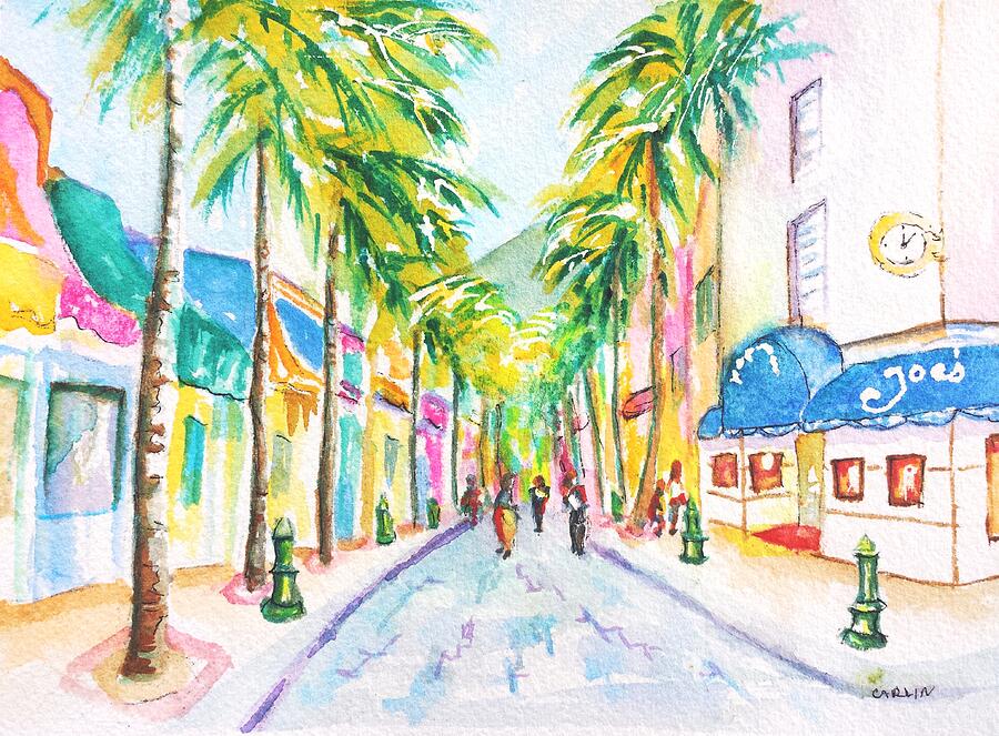 Front Street Philipsburg St. Maarten  Painting by Carlin Blahnik CarlinArtWatercolor