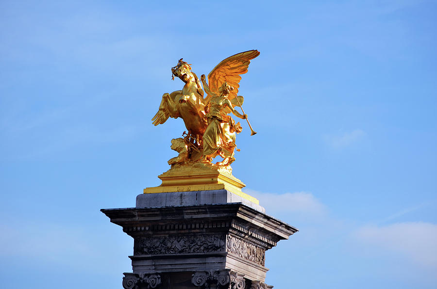 Front View of Pegasus and Fames Above Pont Alexandre III Bridge Column Paris France Photograph by Shawn OBrien