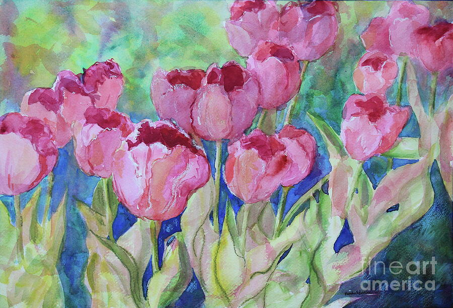 Front Yard Tulips Painting by Marsha Reeves - Fine Art America