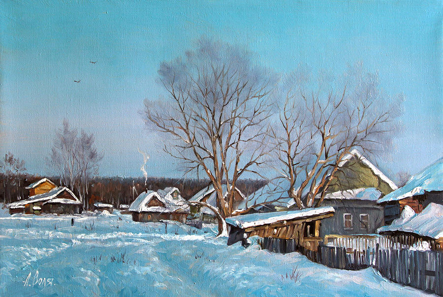Winter Painting - Frost in a village by Alexander Volya
