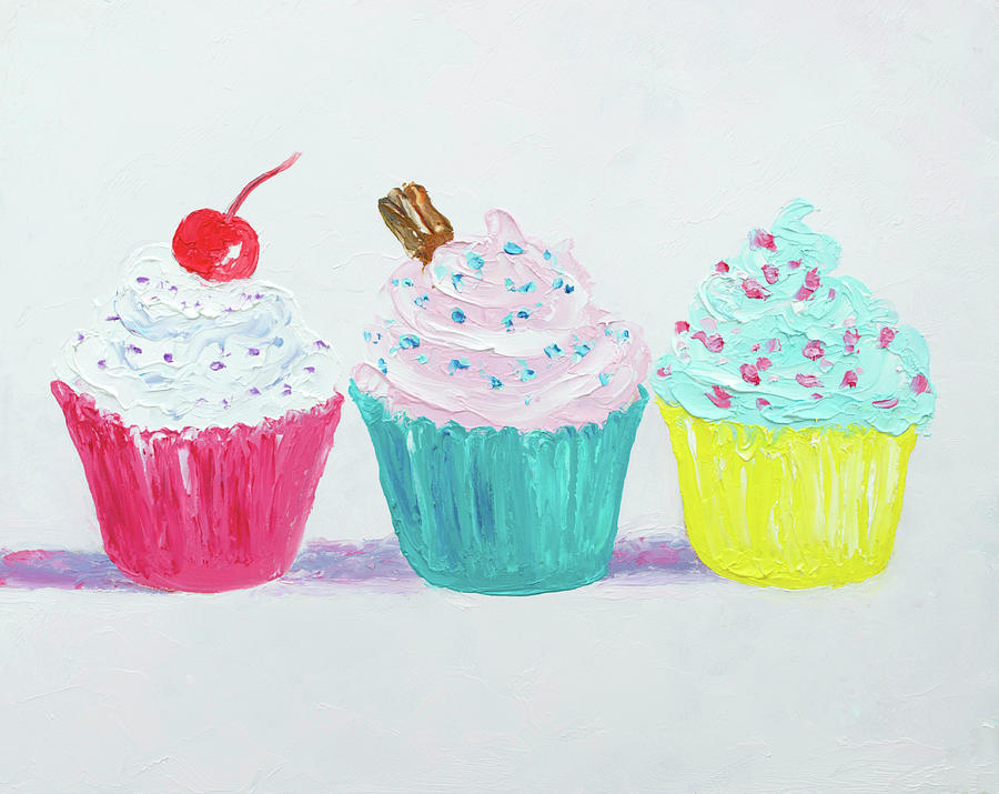 Cupcakes Painting - Frosted Cupcakes by Jan Matson