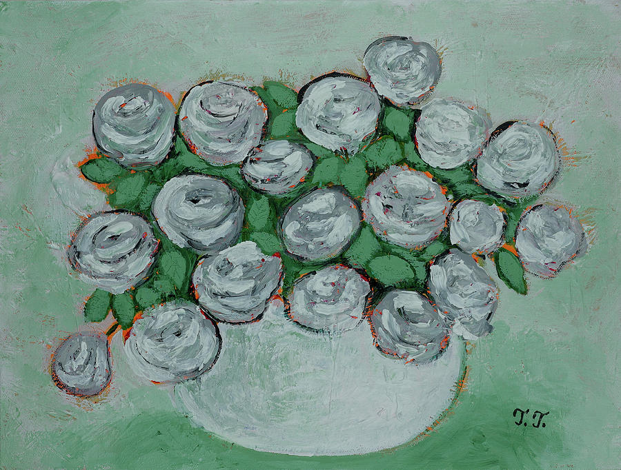 Frosted Roses Painting by Teodora Totorean