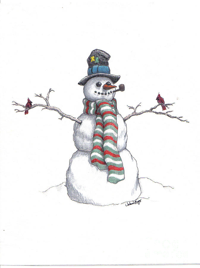 Snowman Drawing Tutorial - How to draw Snowman step by step