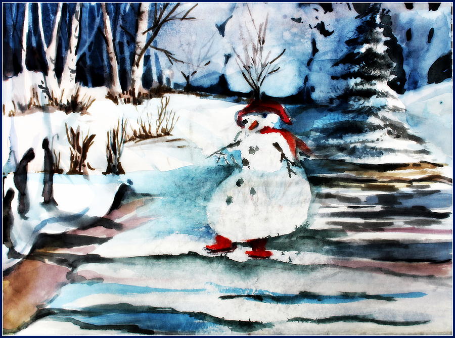 Frosty and the Mystic Snow Angels Painting by Mindy Newman