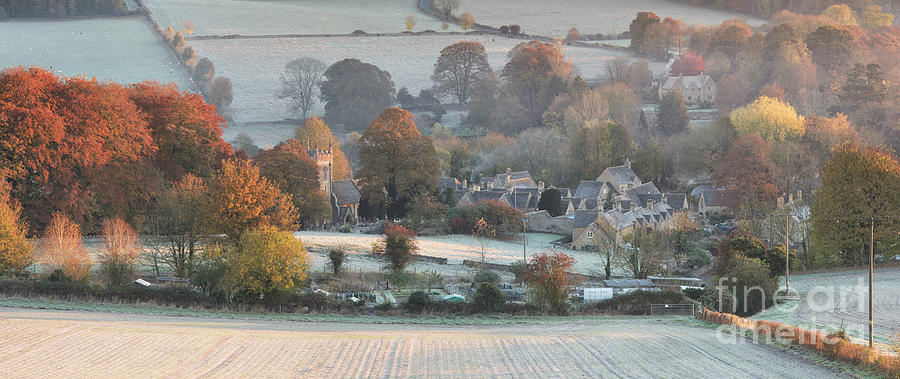 Frosty Autumn Sunrise Overlooking Upper Slaughter Photograph by Tim Gainey