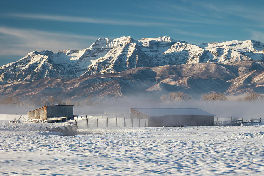 Winter Photograph - Frosty Barns with Timpanogos. by Wasatch Light