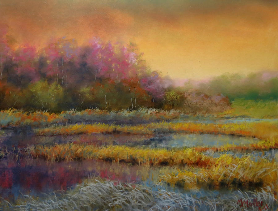 Frosty Morning Marsh Pastel by Marcus Moller