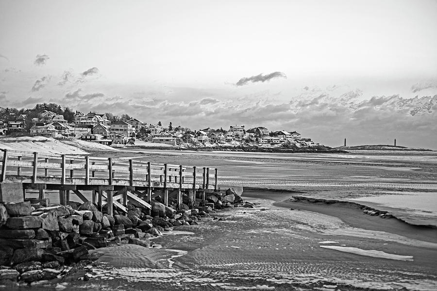Frosty Morning on Good Harbor Beach Gloucester MA Black and White Photograph by Toby McGuire