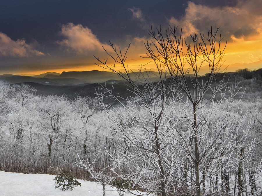 Mountains Photograph - Frosty Sunset by Ken Barrett