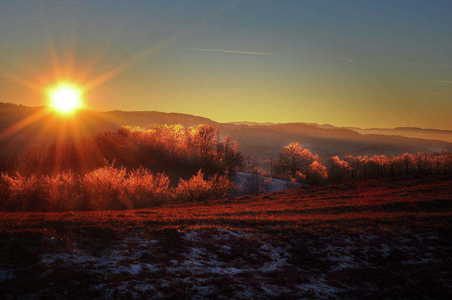 Christmas Photograph - Frosty sunset by Supertramp One