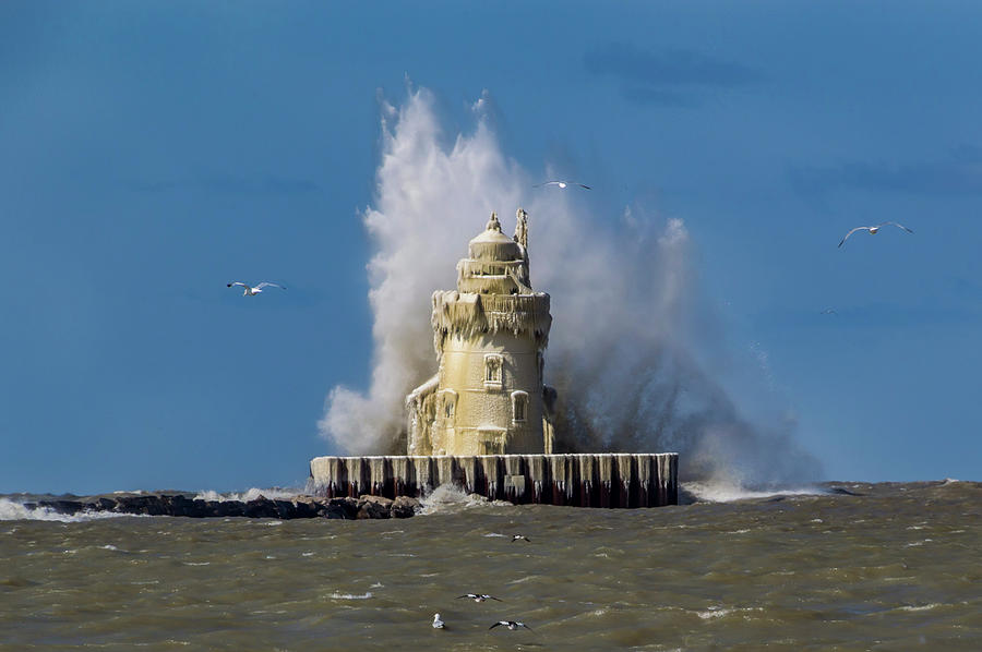 Cleveland Photograph - Frozen  Cleveland Lighthouse by Judy Medina