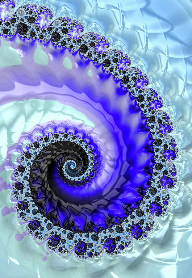 Frozen Fractal Spiral blue winter colors Digital Art by Matthias Hauser