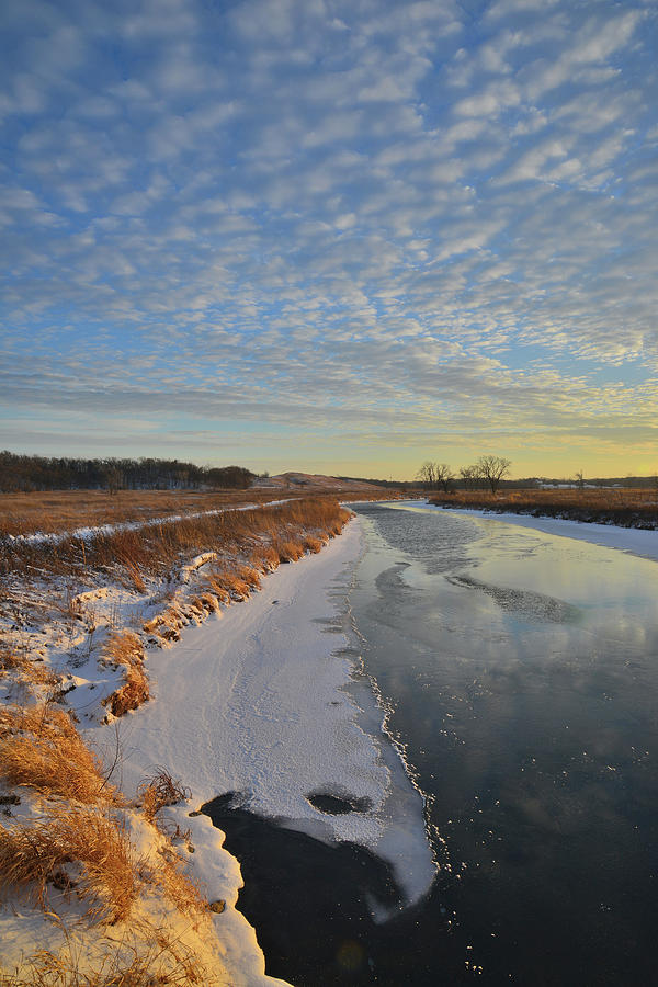 Frozen Glacial Park at Sunset on Frigid Day Photograph by Ray Mathis