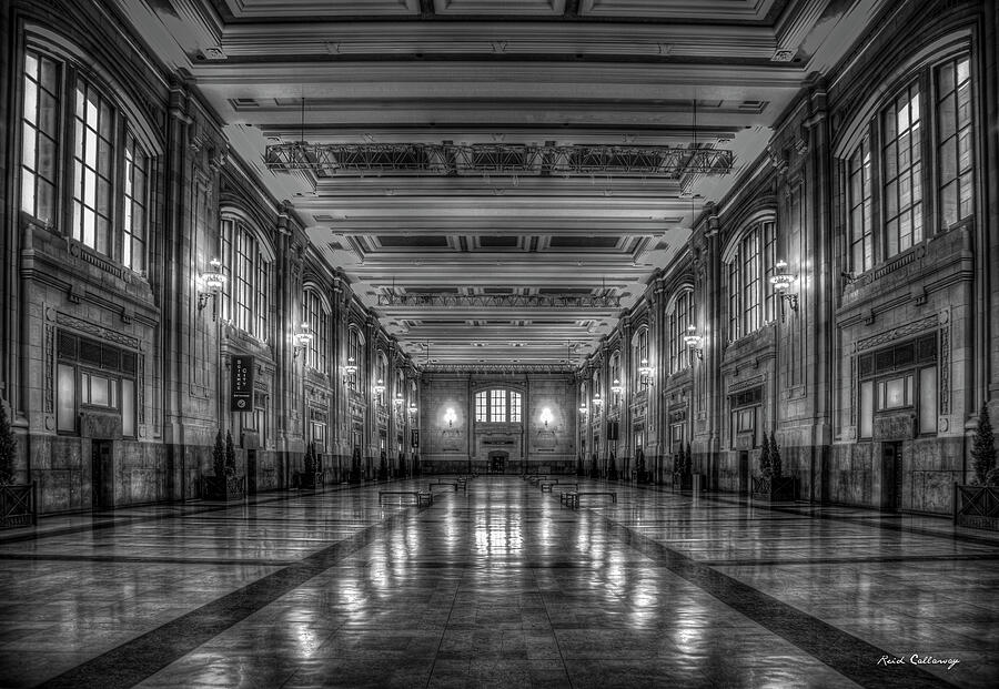 Kansas City MO Frozen In Time B W Union Station Interior Design Architectural Art Photograph by Reid Callaway