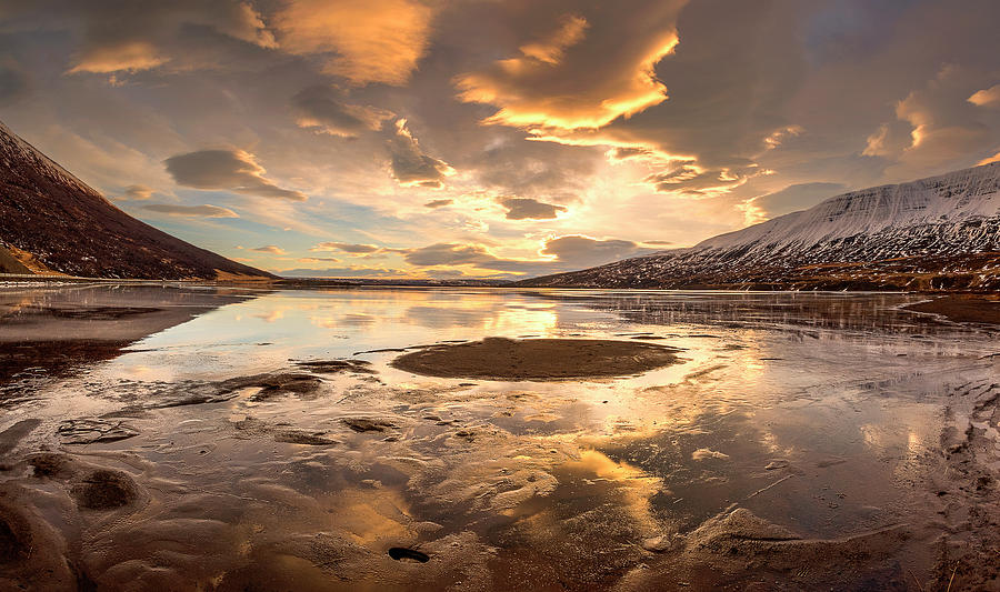 Frozen lake and mountain, Iceland Photograph by Pradeep Raja PRINTS