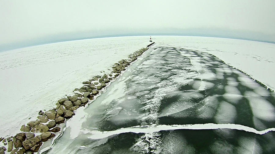 Frozen Lake Michigan Near Petoskey Waterfront Marina Photograph by Alex Grichenko