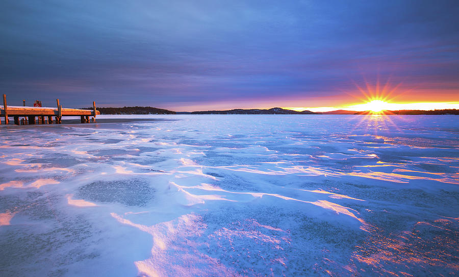 Frozen Lake Winnipesaukee Sunrise Photograph by Robert Clifford