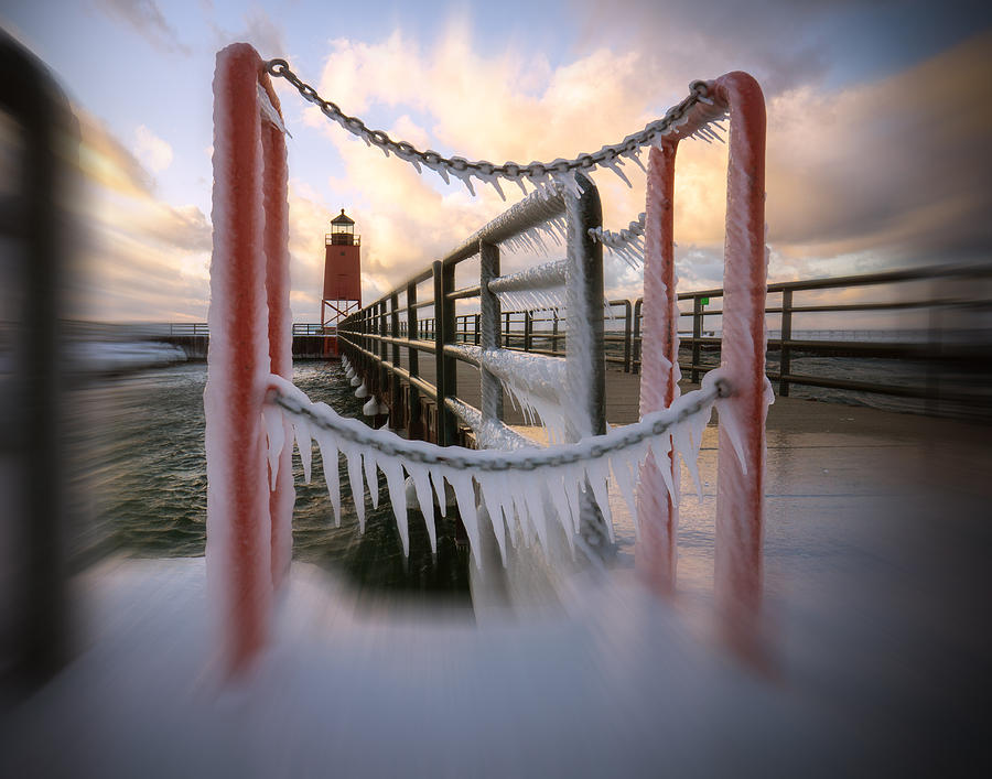 Frozen Lighthouse Photograph by LuAnn Griffin - Pixels