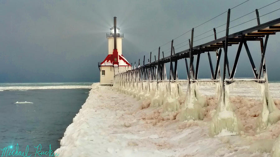 Frozen Lighthouse Photograph by Michael Rucker