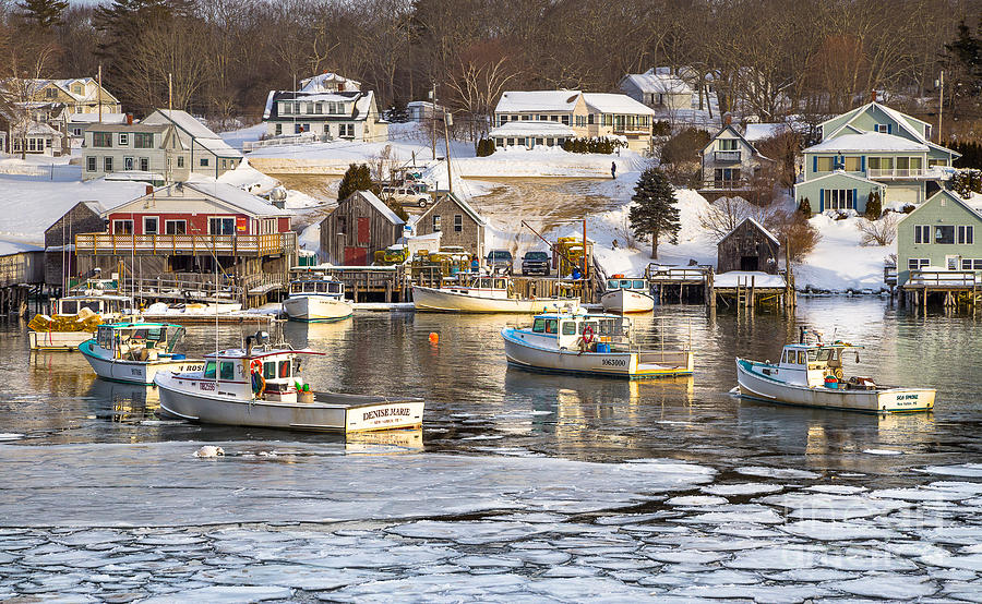 Boat Photograph - Frozen New Harbor by Benjamin Williamson