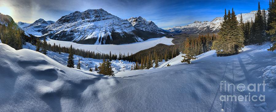 Frozen Peyto Lake Panorama Photograph by Adam Jewell