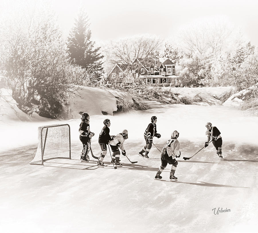 Frozen Pond Hockey Digital Art by Elizabeth Urlacher
