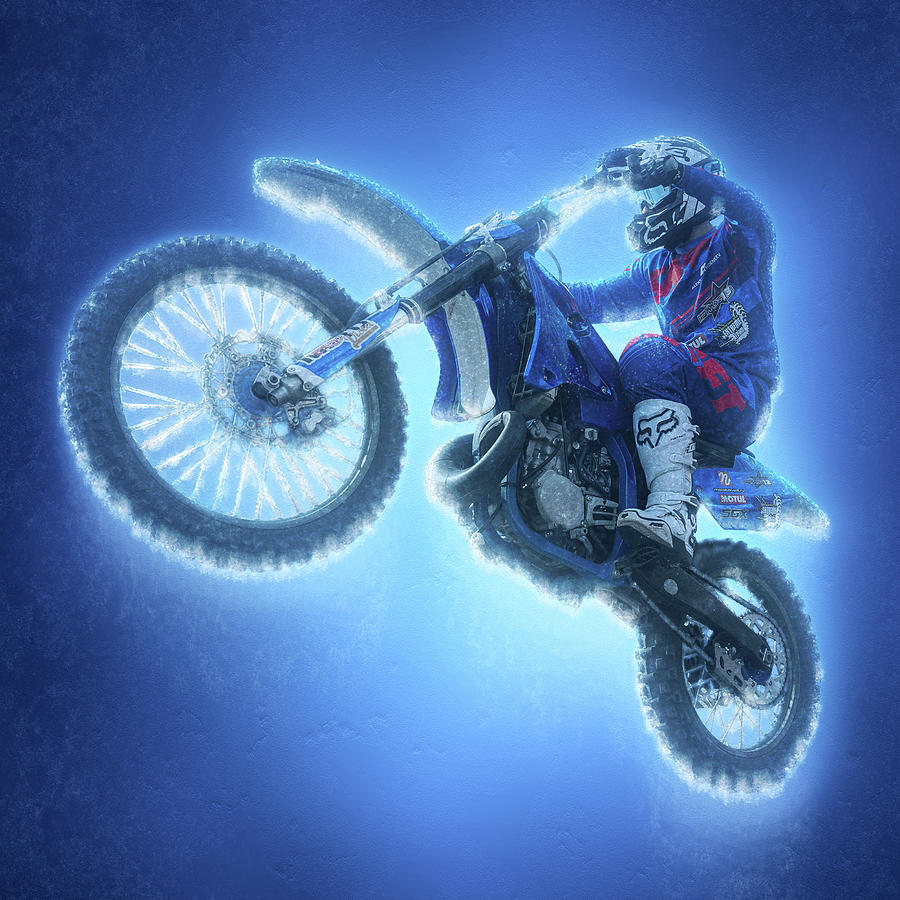 Freestyle motocross frozen racer Digital Art by Sergey Yurchenko