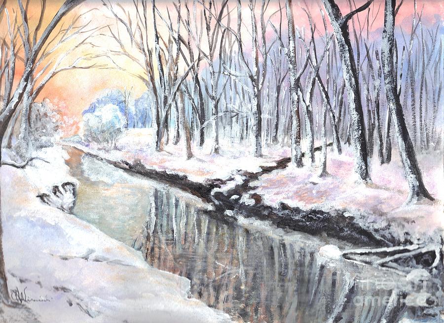 Reflections on a Frozen River Painting by Carol Wisniewski