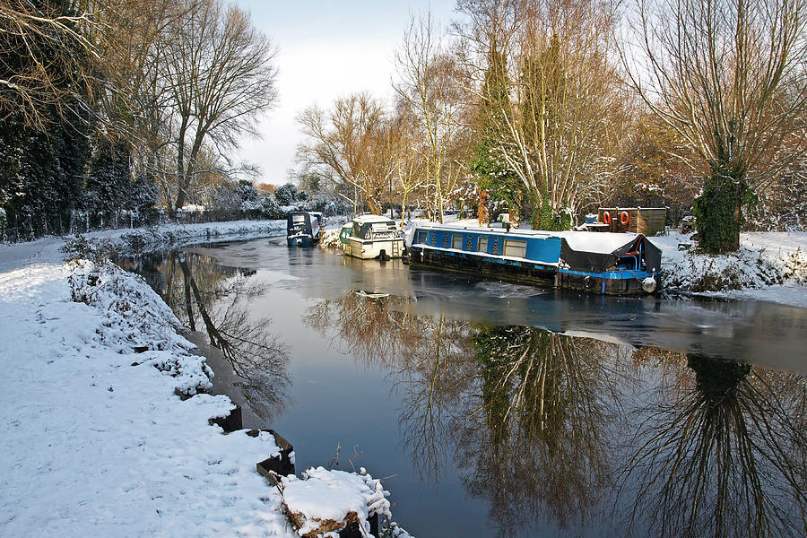 Houseboats in Winter Photograph by Gill Billington