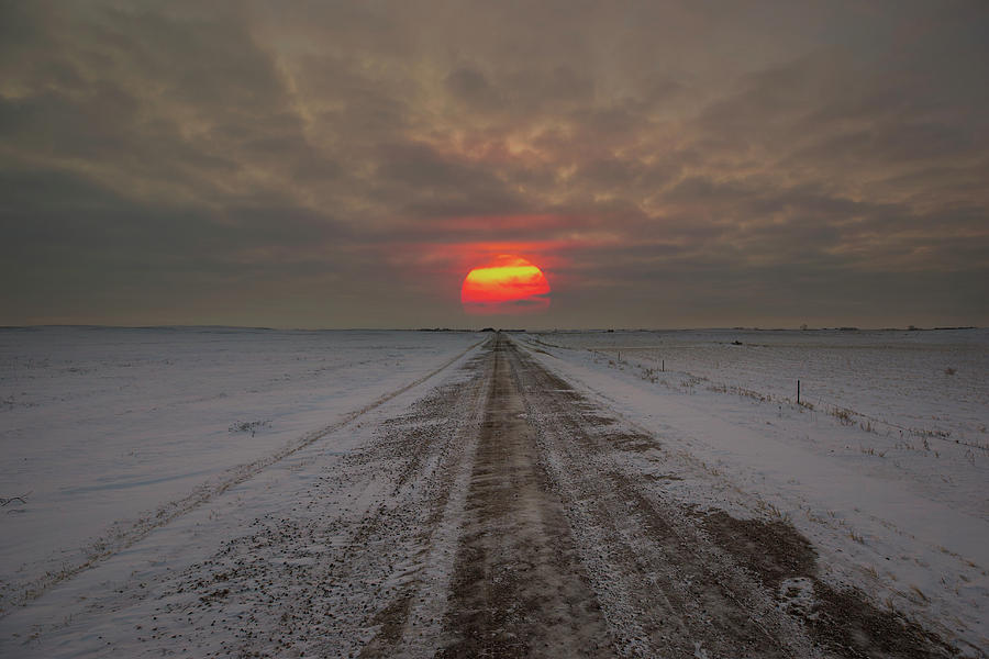 Sunset Photograph - Frozen Road Sunset  by Aaron J Groen