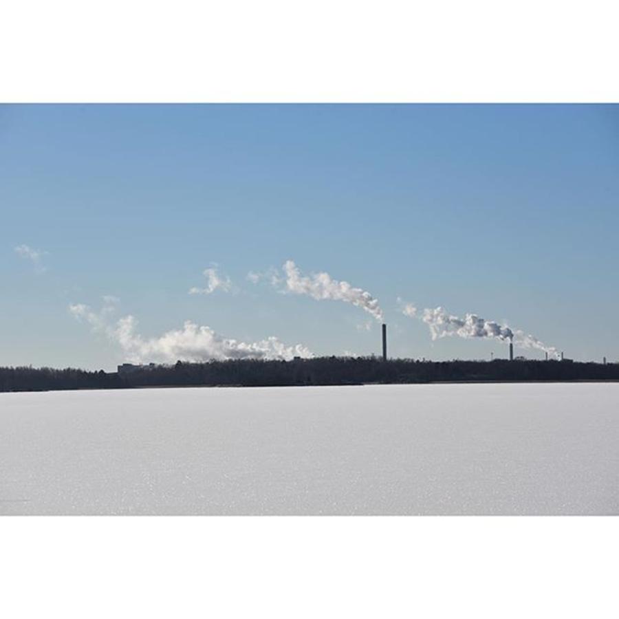 Frozen Sea Front Of Industrial Smoke Photograph by Adriano La Naia