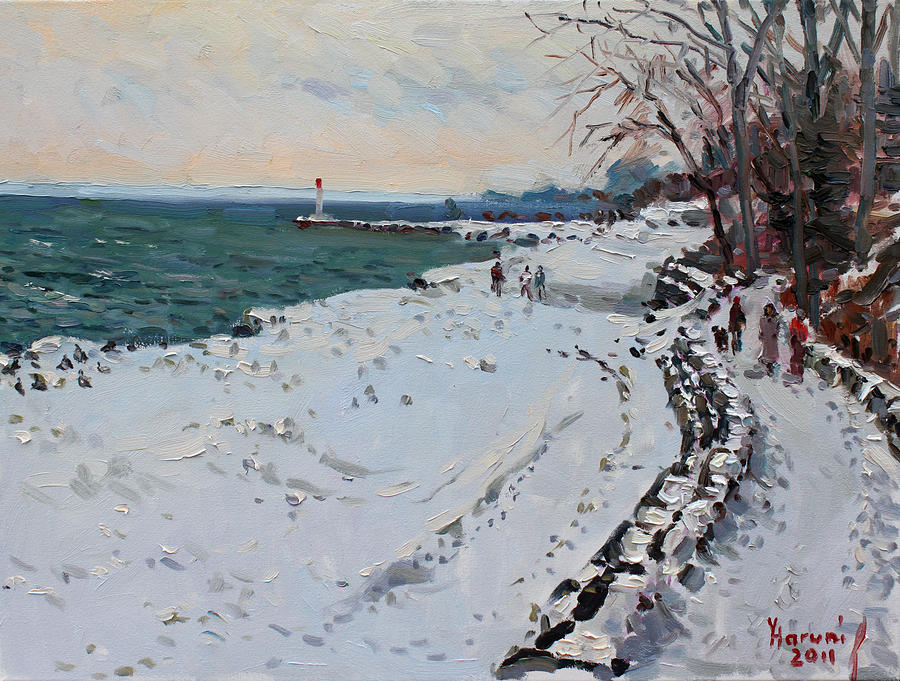 Mississauga Painting - Frozen Shore in Oakville ON by Ylli Haruni