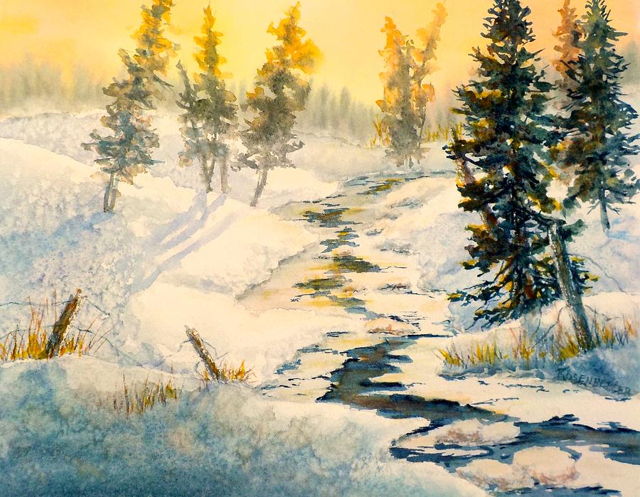 Frozen Stream Painting by Carolyn Rosenberger