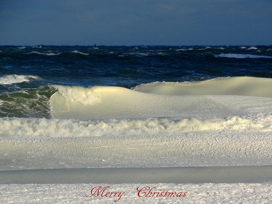 Frozen Waves Christmas Card Photograph by Dianne Cowen Cape Cod ...